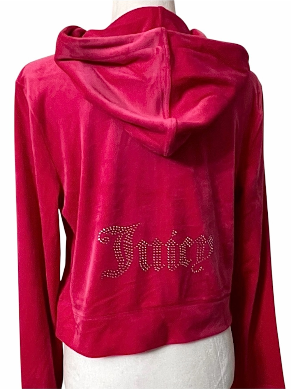 Juicy Couture Vixen Pink Velour Rhinestone Hoodie Large NWT